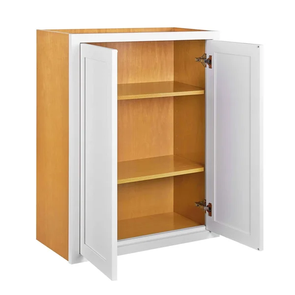 RTA Wholesalers 24 inch Wide 30 inch Tall 14 inch Deep Kitchen Cabinet Snow White Inset Shaker - Double Door - Unassembled