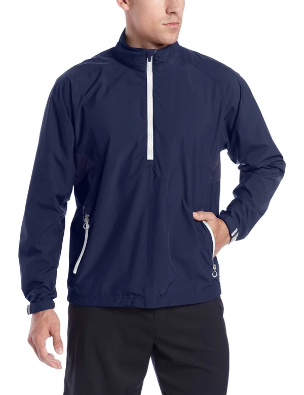 Zero Restriction Men's Power Torque 1/4 Zip Rain - Medium, Navy/Metallic Silver