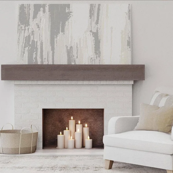 Ekena Millwork MANURS04X08X48AE 4x22H x 8x22D x 48x22W Rough Sawn Faux Wood Fireplace Mantel, Aged Pecan