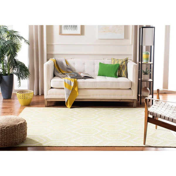 Safavieh DHU556A Dhurries Area Rug, Green, Ivory: 6-ft x 9-ft