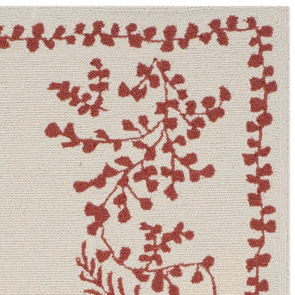 Martha Stewart by Safavieh Fern Row Wool Rug - 6& x 6& Round - Red/Dahlia