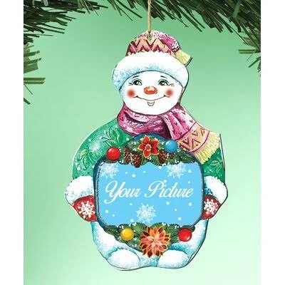 Snowman Hanging Picture Frame Ornament/Magnets, Set of 2 Designocracy