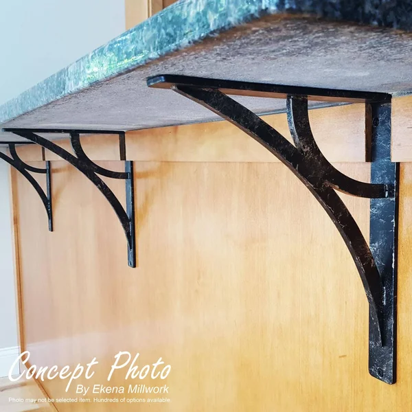 1 1/2x22W x 12x22D x 15x22H Bradford Wrought Iron BRACKET, (Single Center brace), Antiqued Brass