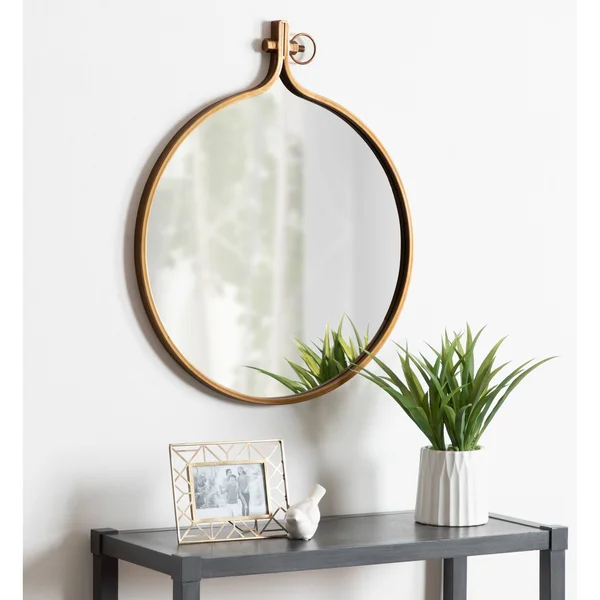 Kate and Laurel Yitro Round Wall Mirror (23.5x28.5 - Gray)