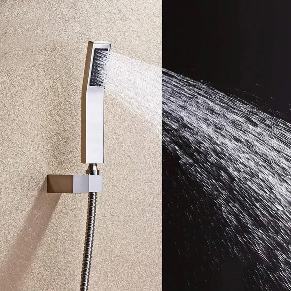 12x22x24x22 Rainfall LED Shower Set Double-Function Valve - Brass Handheld Shower Brushed Stainless Steel, 12 x 24 x 0.4 inches