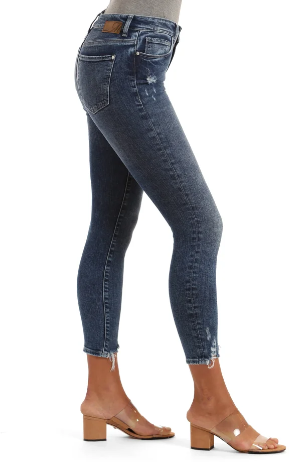 Mavi Jeans Tess High Waist Raw Hem Ankle Skinny Jeans - Blue - 24 27