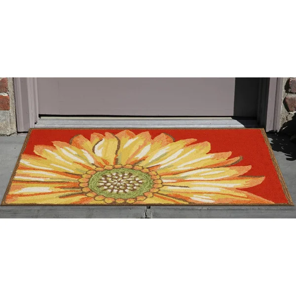 Trans-Ocean Frontporch Sunflower Red Rug 30x22x48x22