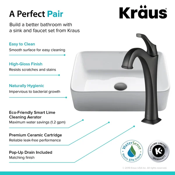 Kraus C-KCV-121-1200ORB Elavo Sink Faucet Bathroom Set, Oil Rubbed Bronze - Arlo
