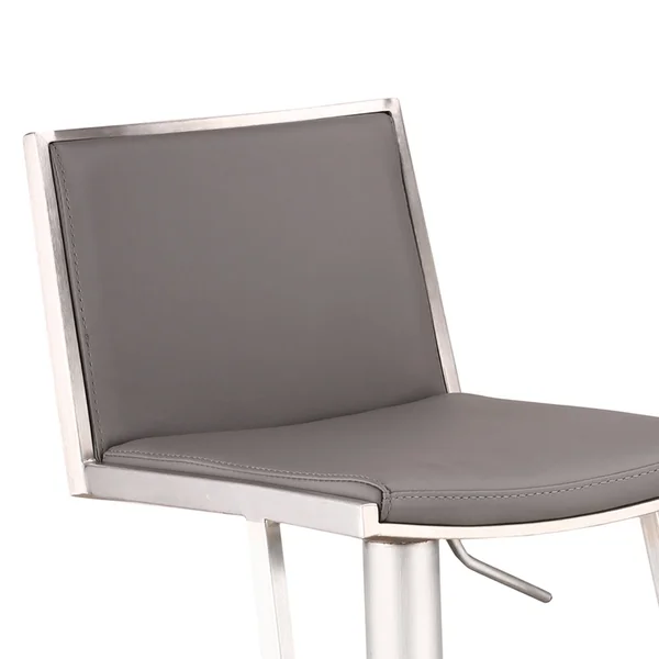 Armen Living Ibiza Adjustable Brushed Stainless Steel Barstool, Gray