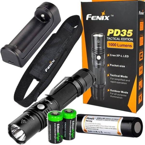 Fenix PD35 2015 Tac Edition 1000 Lumen Cree XP-L LED Tactical Flashlight with Fenix Arb-L2M 18650 Li-ion Rechargeable battery, F