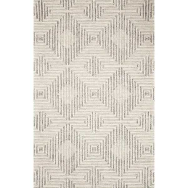 Alexander Home Kanarra Hand-Tufted Diamond Farmhouse Wool Area Rug - 9&3x22 x 13& - Grey, Silver