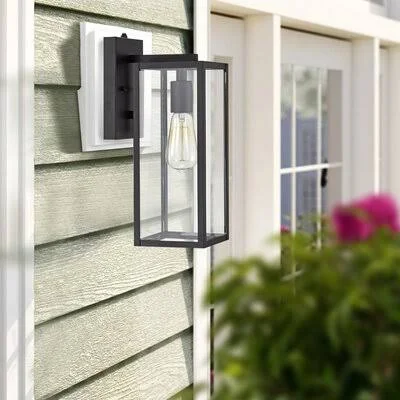 Keikilani Matte Black 1 - Bulb 14.5'' H Outdoor Wall Lantern with Dusk to Dawn Latitude Run