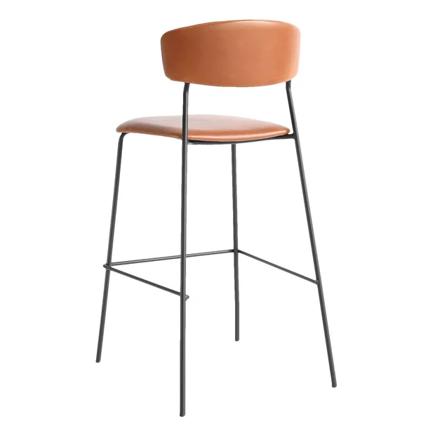 Lucy 42 in. Brown Open Back Metal Bar Stool with Faux Leather Seat-Set of 2
