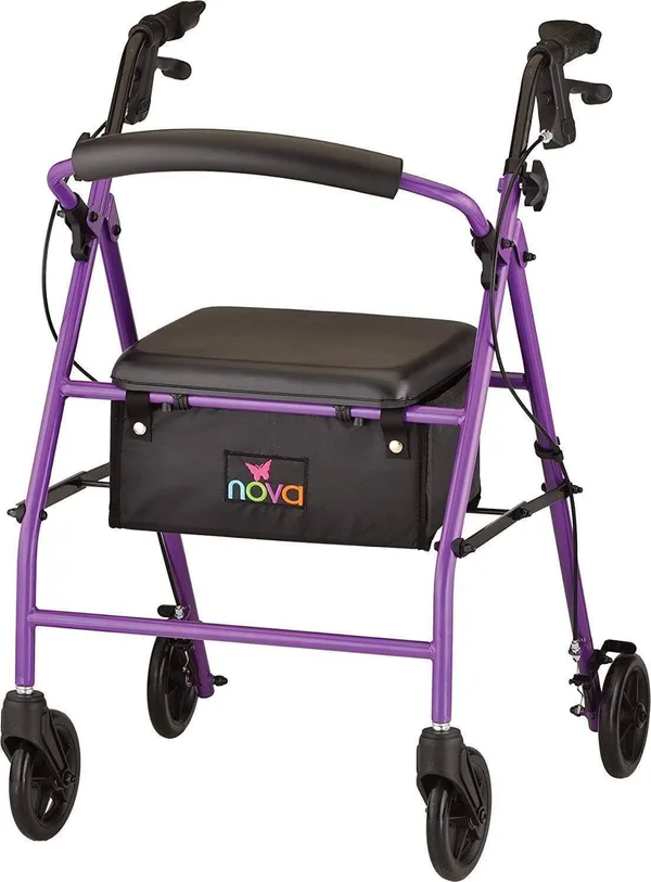 Nova Vibe 6s Steel Frame Rolling Walker Blue