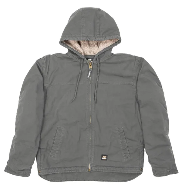 Berne Washed Hooded Work Coat, Grey