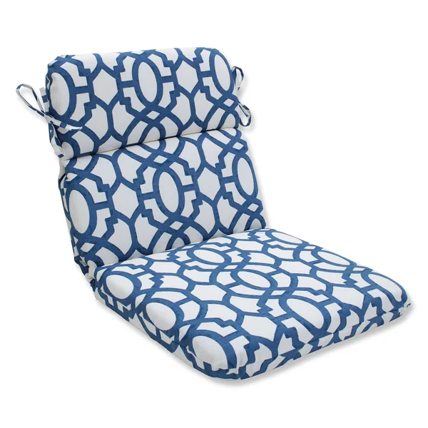 Pillow Perfect Outdoor - Indoor Nunu Geo Ink Blue Rounded Corners Chair Cushion