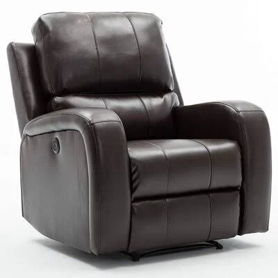 Power Recliner-Comfortable Air Leather Recliner-Power Recliner with USB Charging Port-Home Theater Seat Full of Things Brown Red