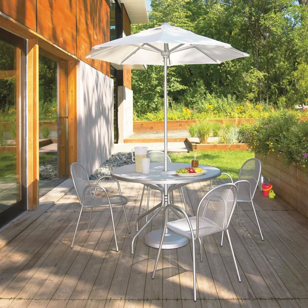 Room & Board, Modern Kona 4 Person Round Patio Table in Silver Grey Steel, 48 Diameter 30H