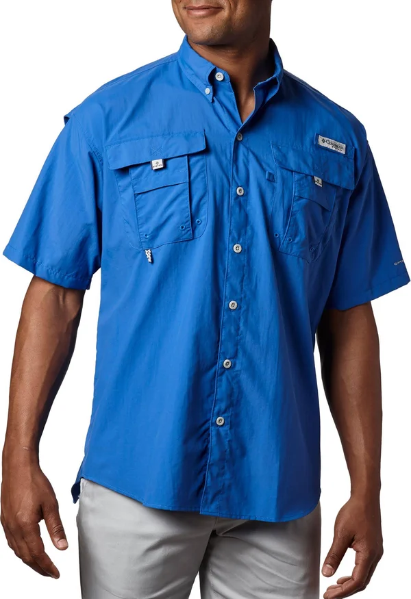Columbia Men's PFG Bahama II Short Sleeve Shirt - Vivid Blue, 2X/Tall