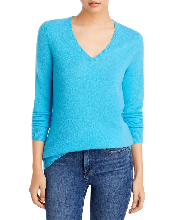 C by Bloomingdale&s V-Neck Cashmere Sweater - 100% Exclusive - x Small, Marled Plum