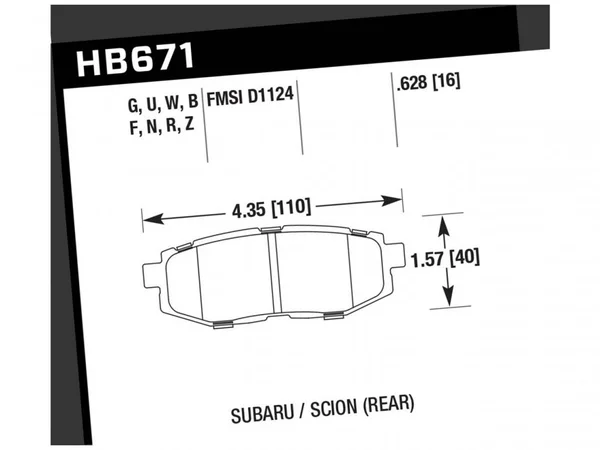 Hawk Performance HB671G.628 DTC-60 Disc Brake Pad