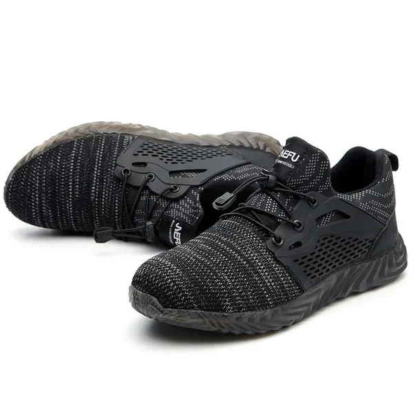 Defender Pro Invincible Safety Shoes Men’s Kevlar Steel Toe Sneakers, Non-Slip Construction Shoes, Grey, Mens 11