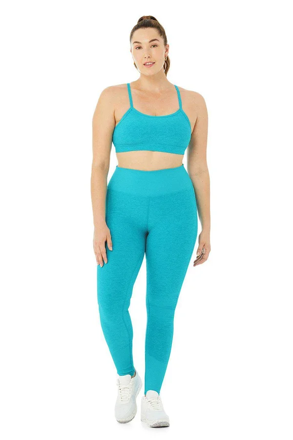 Alo Yoga - High-Waist Alosoft Lounge Legging in Bright Aqua Heather, Size: Xs