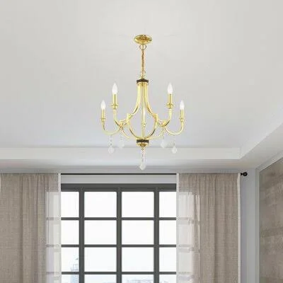 Dorris 5 - Light Candle Style Empire Chandelier with Crystal Accents House of Hampton Finish: Polished Brass