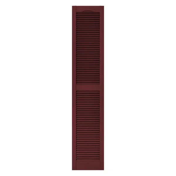 Builders Edge 12 in. x 64 in. Louvered Vinyl Exterior Shutters Pair in Wineberry