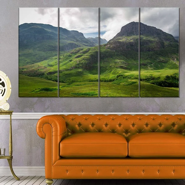 Designart - Summer in Scotland - 4 Panels Landscape Photo Canvas Print