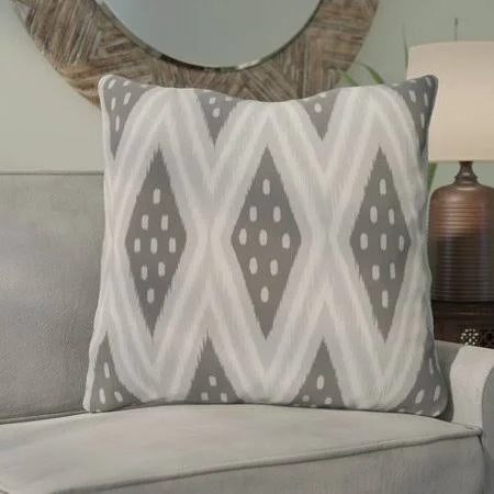 Bungalow Rose Sabrina Geometric Print Outdoor Pillow - Gray