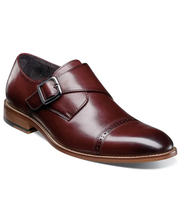Stacy Adams Desmond Cap-Toe Monk-Strap Loafer (Burgundy) Men's Shoes