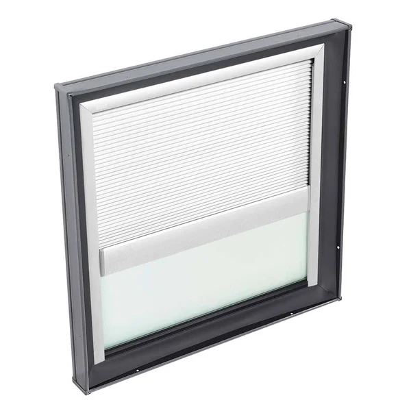 Velux FCM Curb Mounted Fixed Skylight - 22 x 22 Tempered Manual Double Pleated Blind White by BuyMBS.com