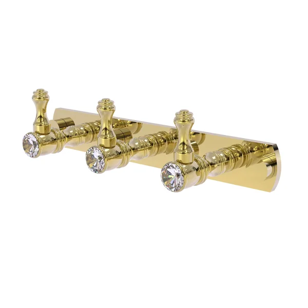 Allied Brass Carolina Crystal Collection 3 Position Tie and Belt Rack - Unlacquered Brass