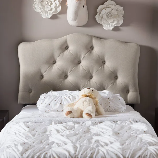 Baxton Studio Rita Modern Tufted Scalloped Headboard - Light Beige, Full