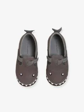 Elasticated Leather Booties, for Boys Grey