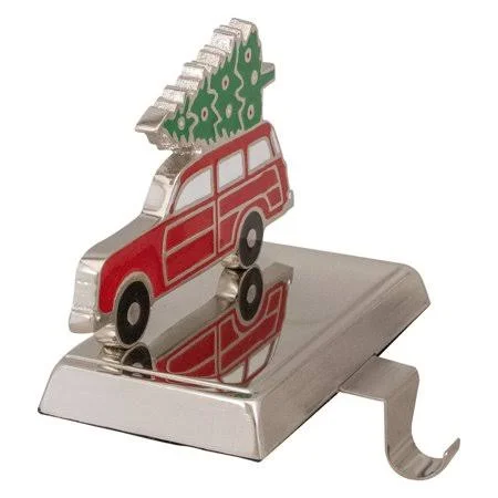 Northlight 5.25x22 Red Vintage Station Wagon Car with Tree Christmas Stocking Holder