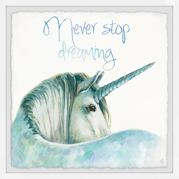 Marmont Hill Blue Unicorn Dreams II Framed Wall Art, Size: 32 x 32