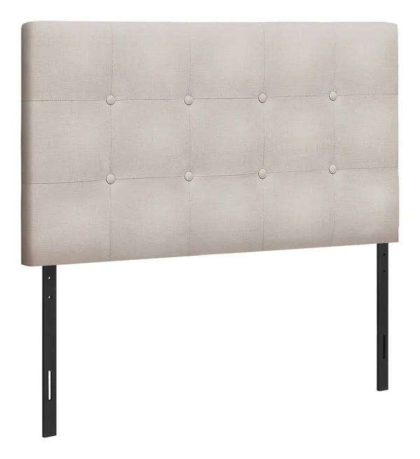 Monarch Specialties Beige Linen Twin Headboard
