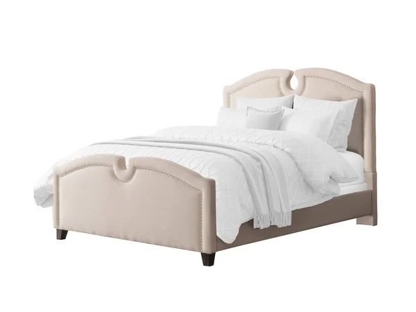 CorLiving Fairfield Cream Fabric Curved Top Bed - King