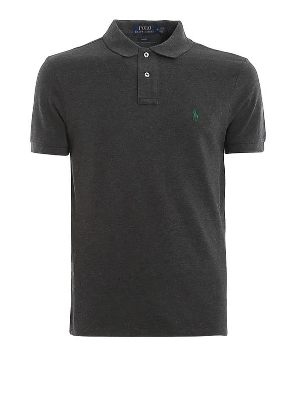 Polo Ralph Lauren Grey Cotton Logo Embroidery Polo Shirt
