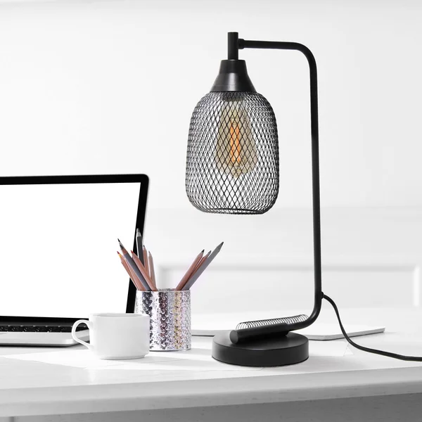 Lalia Home Industrial Mesh Desk Lamp - Matte Black