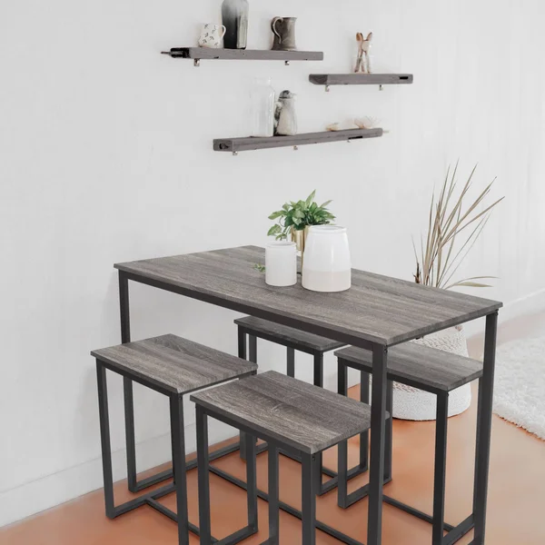 Zenvida 5 Piece Bistro, Pub Table Set with 4 Stools