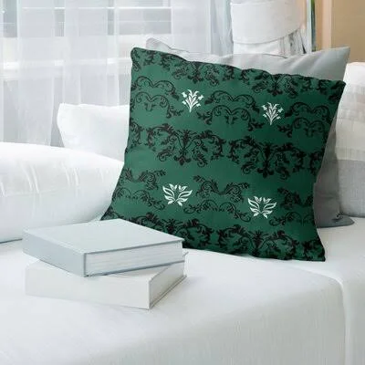 New York Fly Football Baroque Square Pillow Cover East Urban Home Color: Green/Black/White, Size: 20x22 x 20