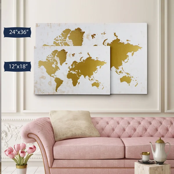 Wexford Home 'Champagne Gold Map' Wall Art (Modernism)