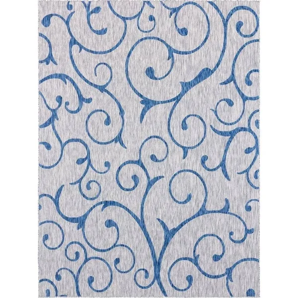 Unique Loom Outdoor Curl Rug, Light Gray (9& 0 x 12& 0)
