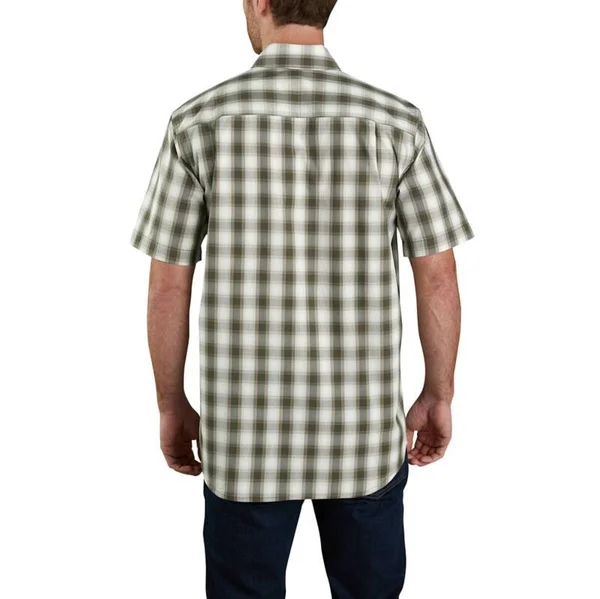 Carhartt Men's Force Lightweight Short Sleeve Plaid Shirt, Asphalt