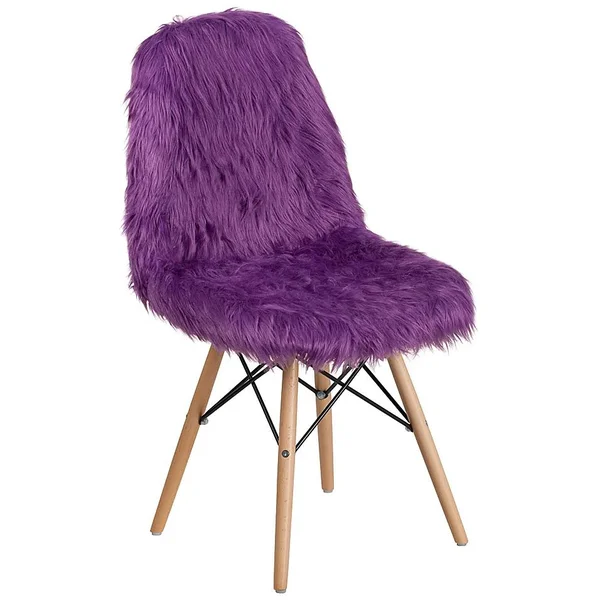 Flash Furniture Shaggy Dog Accent Chair in Purple