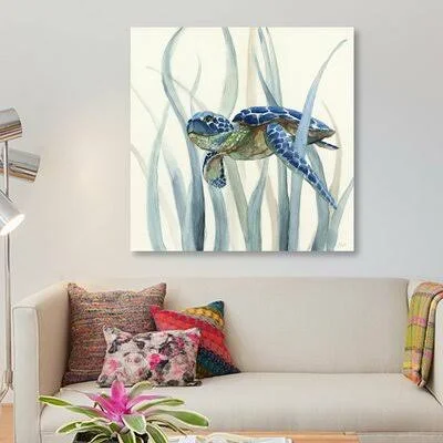 &Turtle in Seagrass II& Print on Canvas East Urban Home Size: 18x22 H x 18x22 W x 1.5x22 D