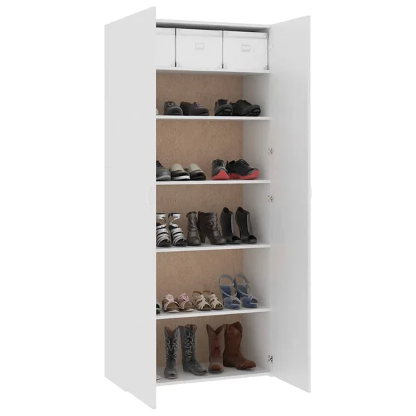vidaXL Shoe Cabinet White 31.5x22x14x22x70.9x22 Chipboard